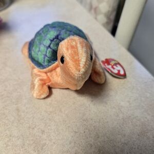 Ty Plush Turtle - Orange and Blue